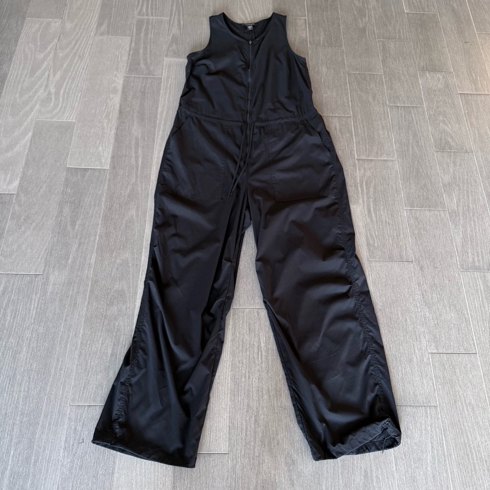 Athleta Flex Jumpsuit Black Size 12 588230 Cinch Wide Leg Outdoor Travel - Picture 10 of 16